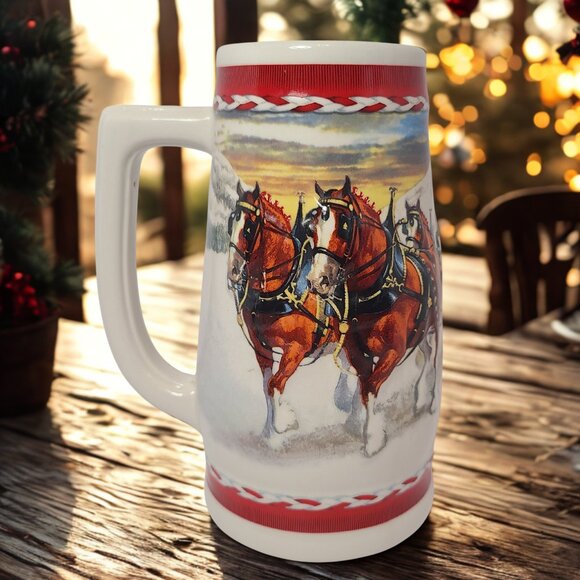 Budweiser Holiday Stein 2010 “Dashing Through The Snow” Clydesdales Collectible - Picture 1 of 6